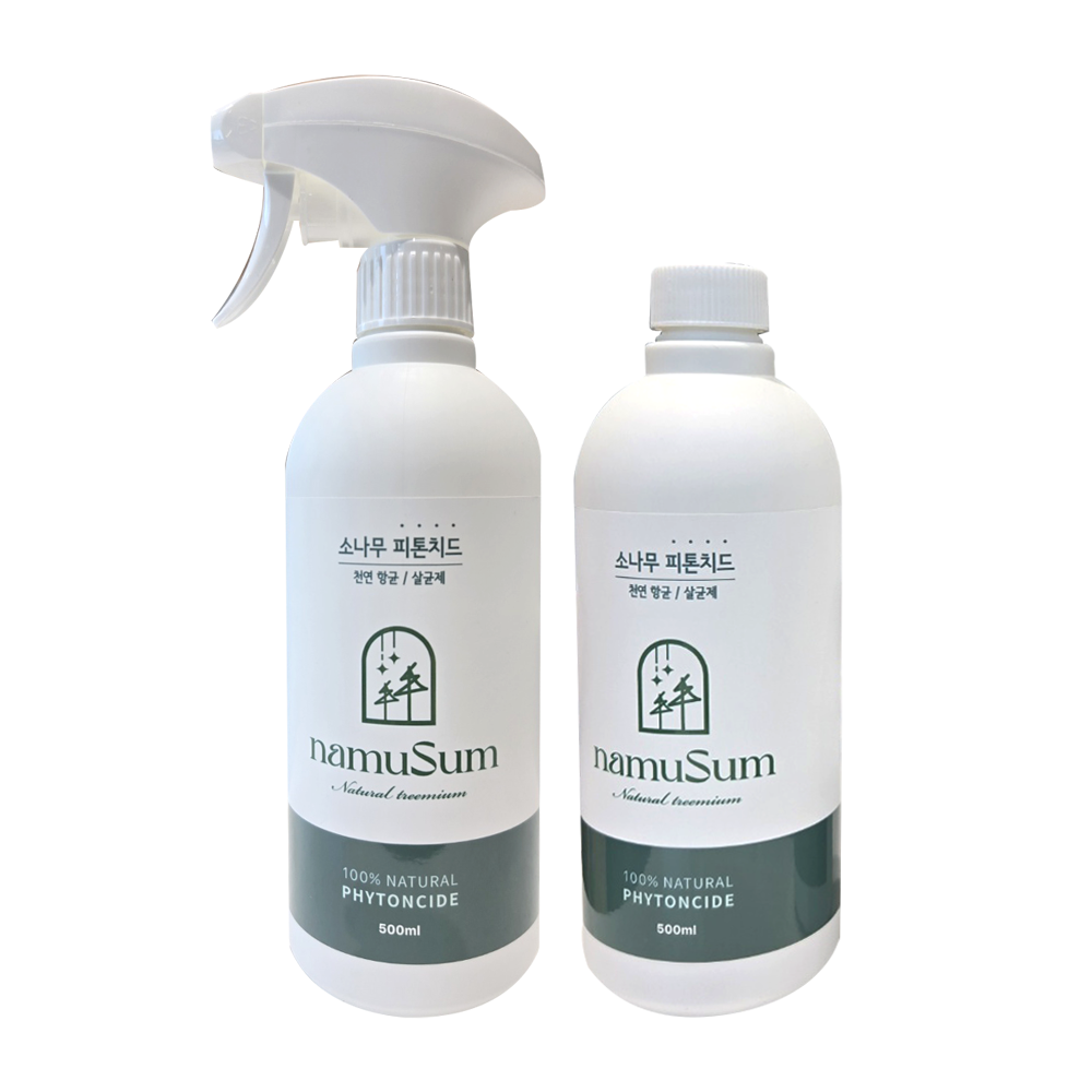 나무숨 홍송오일 피톤치드 올인원 스프레이 500ml, 99.9% 항균·탈취·살균. 냄새 원인부터 유해세균까지 한 번에 제거/namuSum Red Pine Phytoncide All-In-One Spray 500ml